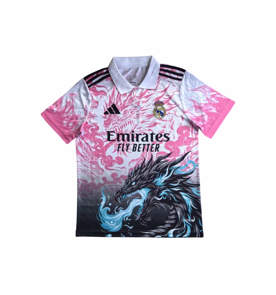 Real Madrid 2025-26 Limited Dragon Pink Blue Premium Kit Fans Version