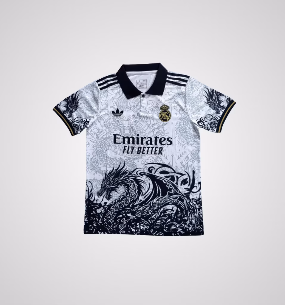 Real Madrid 2025-26 Limited White Black Dragon Premium Kit Fans Version