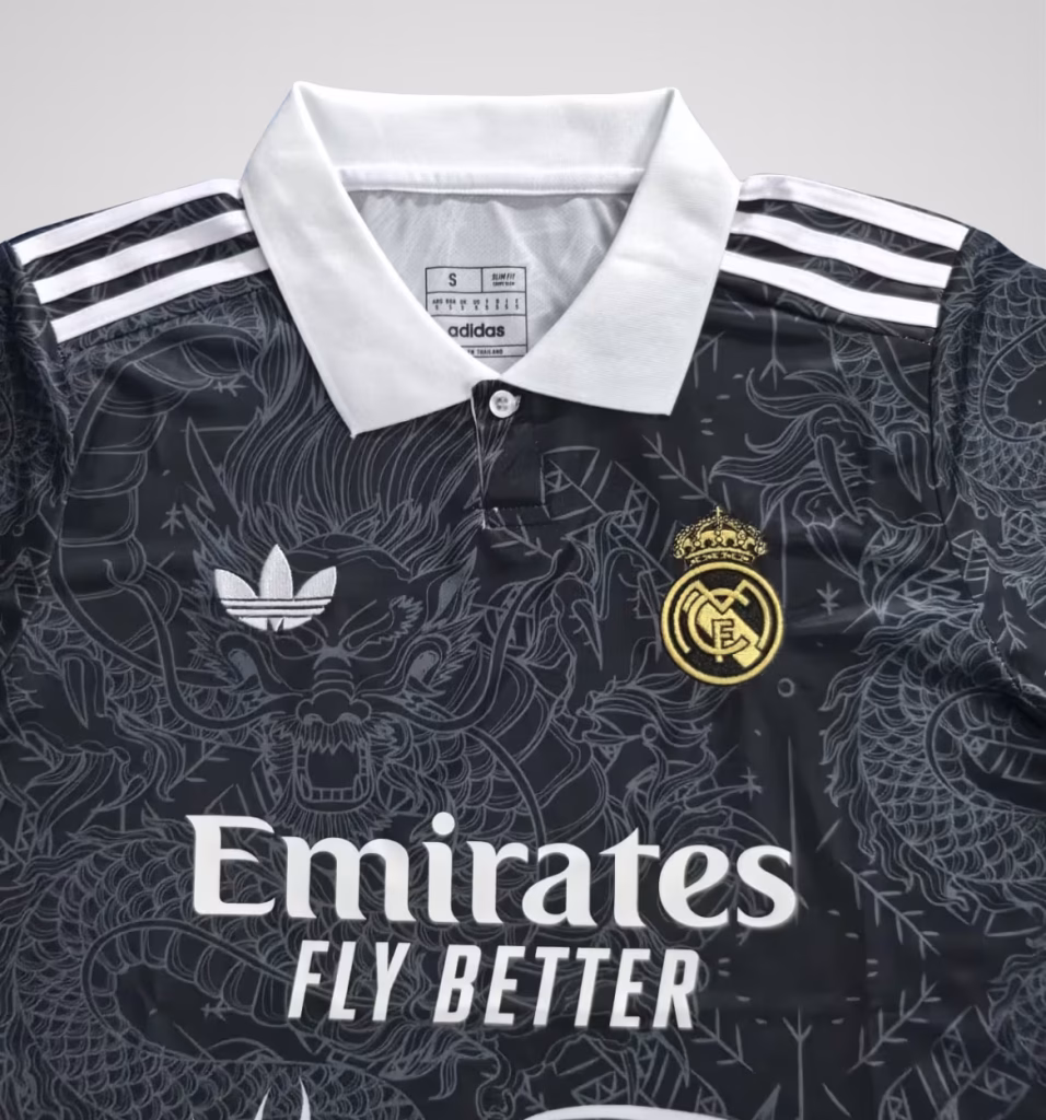 Real Madrid 2025-26 Limited Black Ice Dragon Premium Kit Fans Version