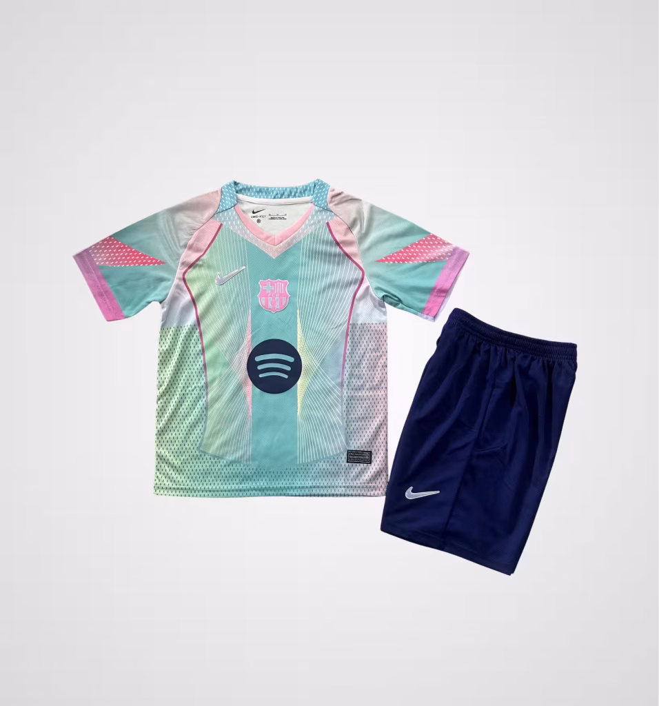 FC Barcelona 2025-26 Blue Aurora Premium Kit Kids
