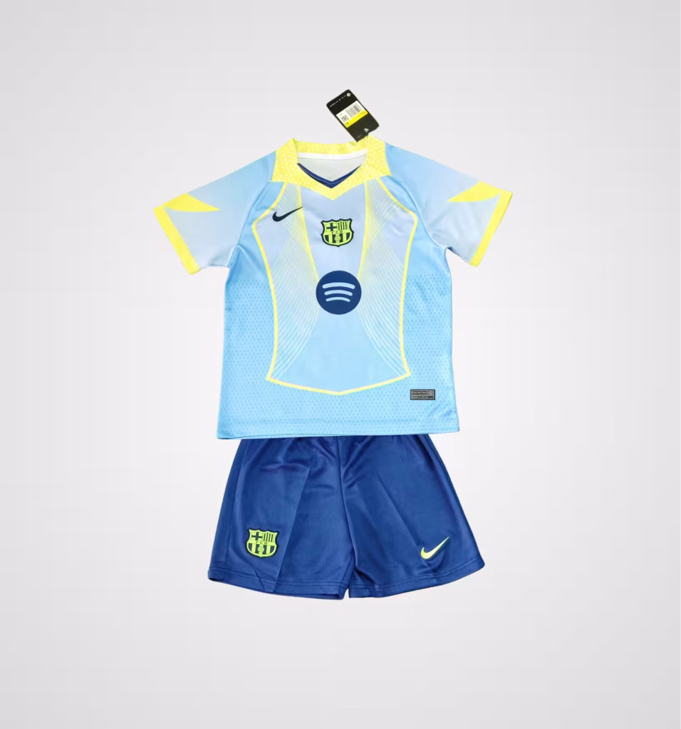 FC Barcelona 2025-26 Sky Blue Aurora Premium Kit Kids