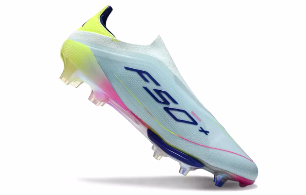 F50+ Elite Laceless FG Light Blue Pink Neon