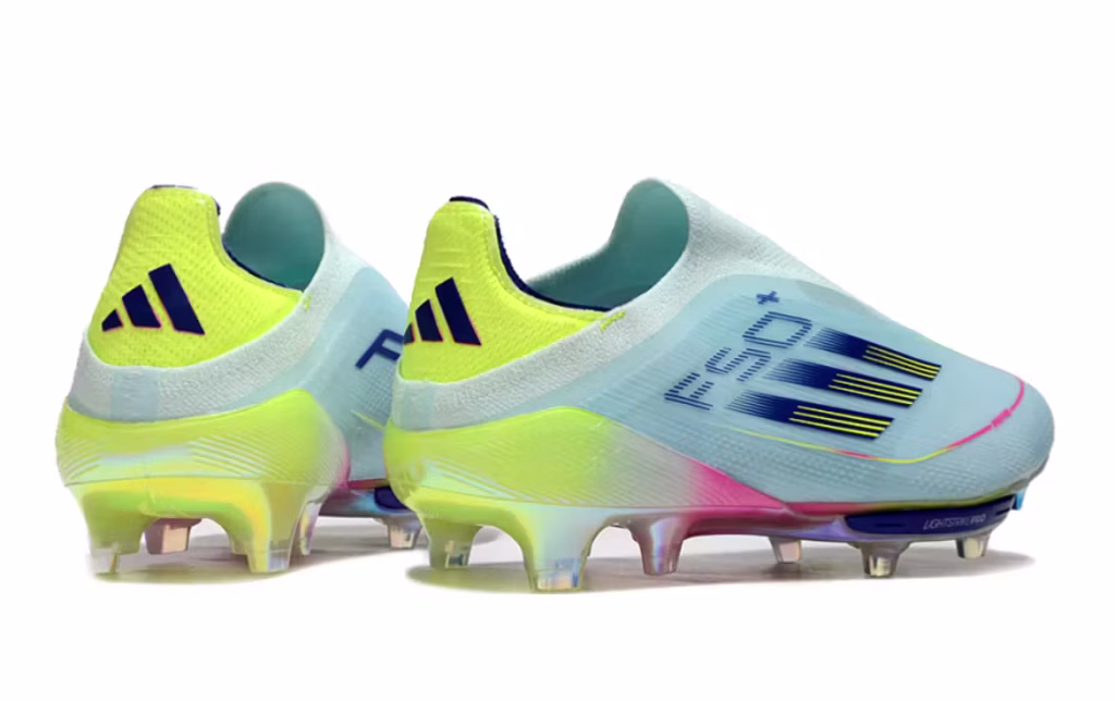F50+ Elite Laceless FG Light Blue Pink Neon